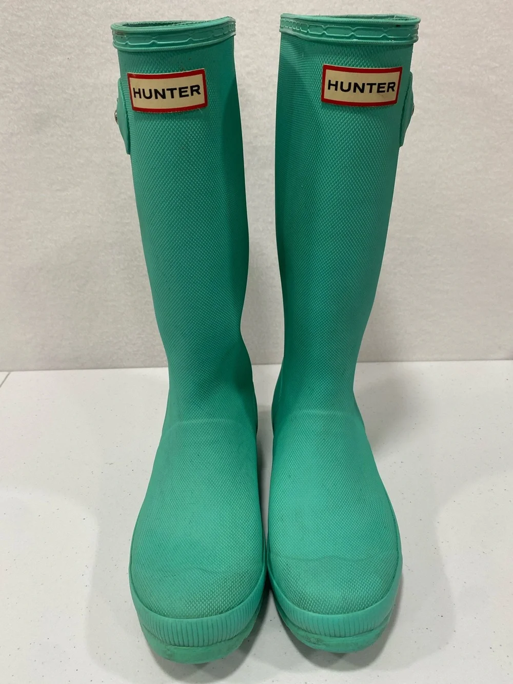Hunter Original Kids Mint Green Teal Tall Rain Boots Size 5 Girls